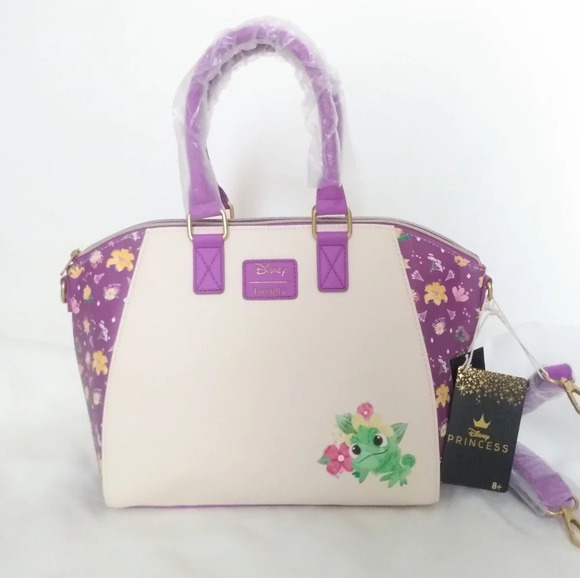 🎉HP🎉Loungefly Disney Tangled Flowers Satchel Bag NWT - Picture 3 of 6